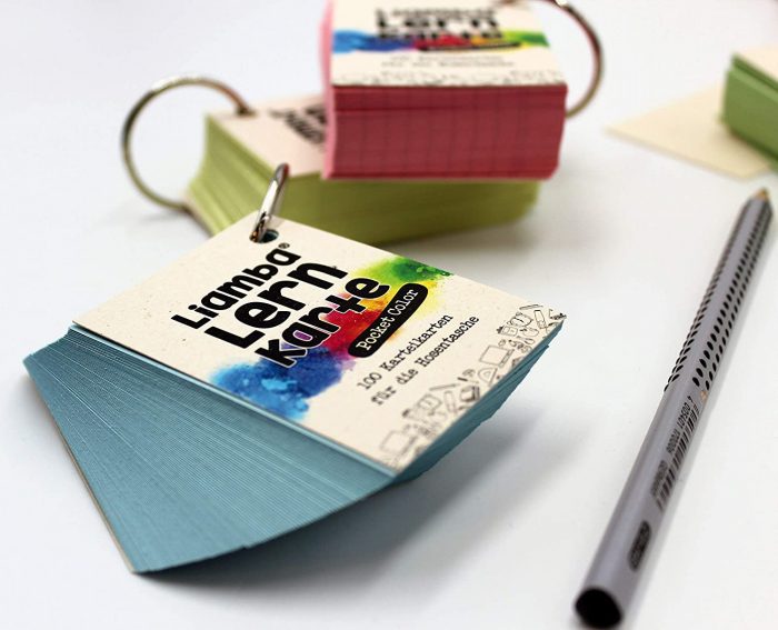 Liamba Lernkarte Pocket Color mit farbigen Karteikarten und Ring